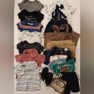 18 Pieces Lot of baby boy clothes 6 months & some 3-6 months